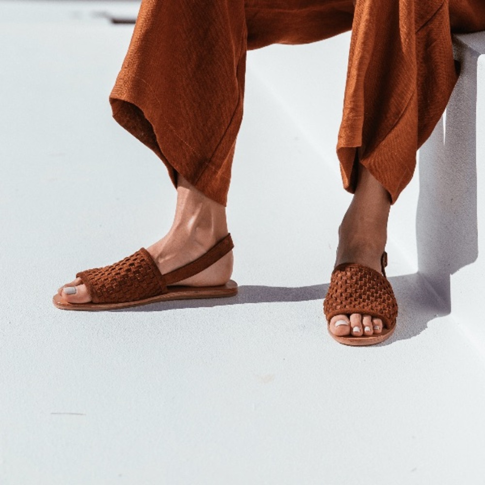 St Agni Darci Slingback Flat Suede Sandals 9/39